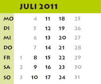 Kalenderblatt Juli 2011